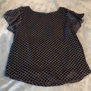Velvet polka dot blouse with keyhole back
